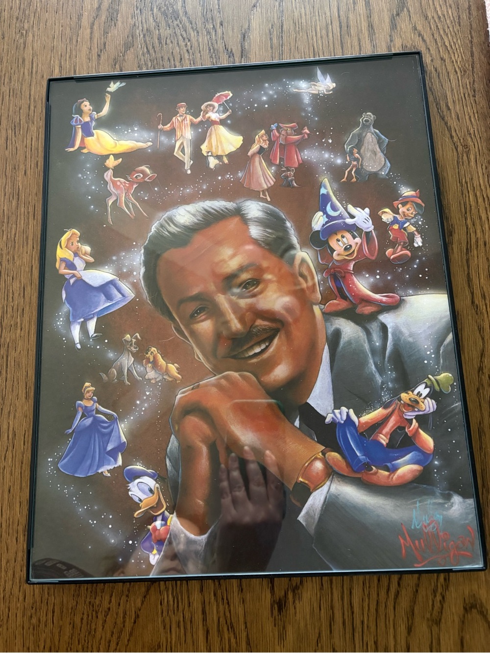 Walt Disney Portrait with Classic Characters - Colorful Collectible Art